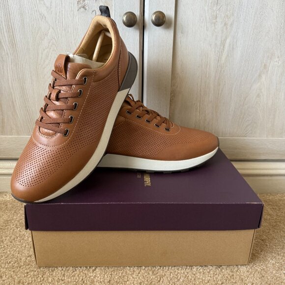 Johnston & Murphy Perforated Jogger Sneaker – Dark Tan Full Grain Men's 14M - Picture 1 of 9